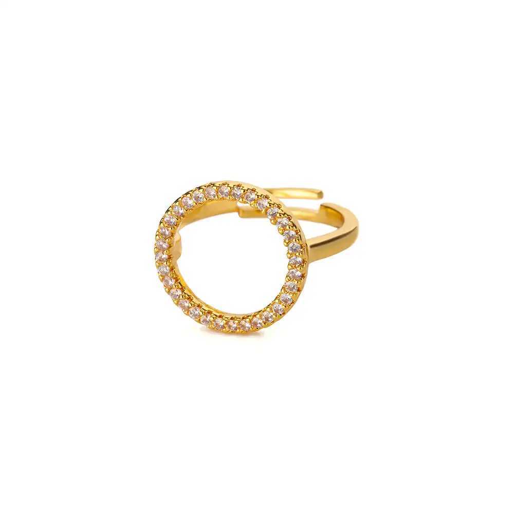 Fashion Zircon Hollow Round Rings for Wen Stainless Steel Gold Color Adjustable Wedding Ring Aesthetic Jewelry Gift rings X250220