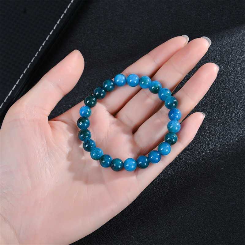 Charm Bracelets New Blue Apatite Amethyst Bracelet Handmade Natural Stone Agate Crystal Bead Card Bracelet Jewelry H25220 2 55AF