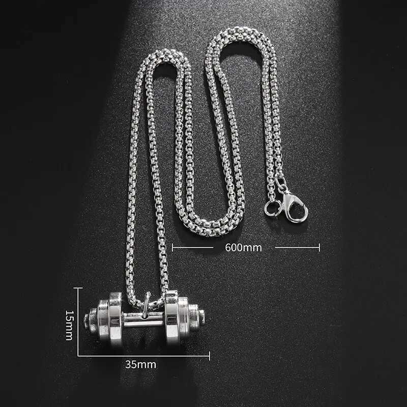 Stainl Steel Weightlifting Dumbbell Pendant Muscle Man Fitn Bobuilding Baell Necklace Women Gym Sports JewelryXJ250219