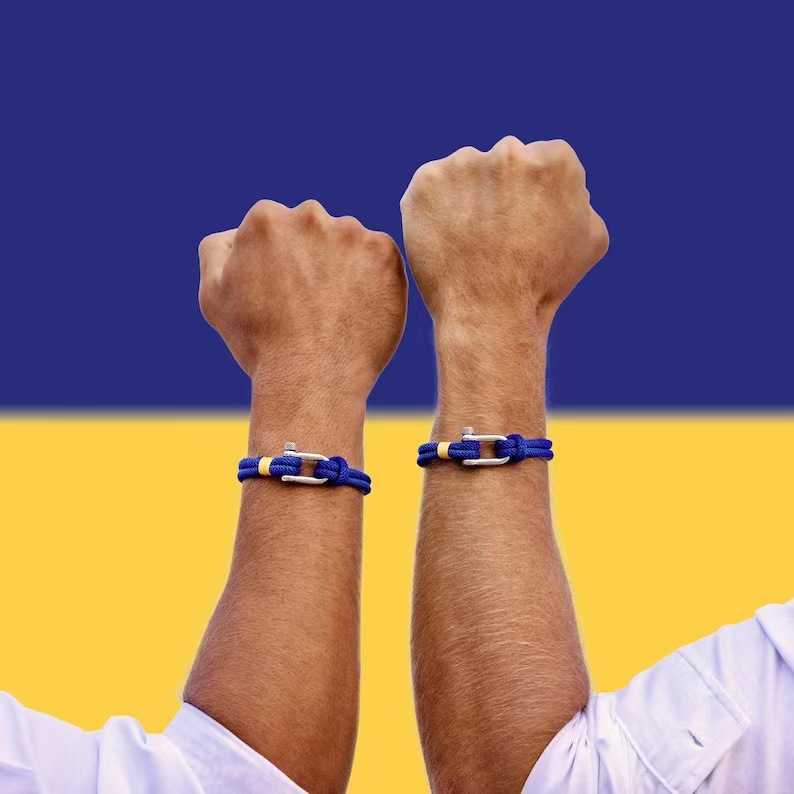 Charm Bracelets Ukrainian flag bracelet womens jewelry stainless steel U-shaped horseshoe buckle boat anchor bracelet H25220