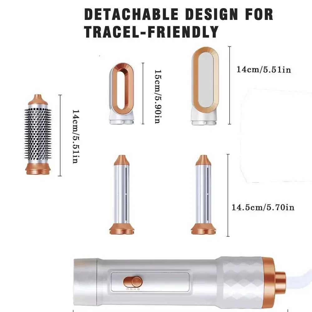 5 in Hair Dryer Brush Detachable Blow Dryer Electric Thermal Brush Air Curler Wand Comb Ionic Hot Air Brush Hair Styling Tool W250220