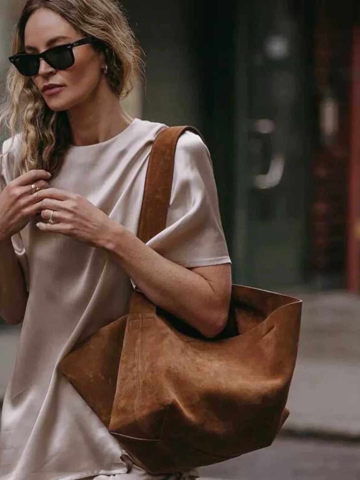 Faux Suede Tote Bags For Wen Luxury Designer Handbag And Purse 2024 New In Vintage Large Capaci Chain Cmuting Shoder Z250326