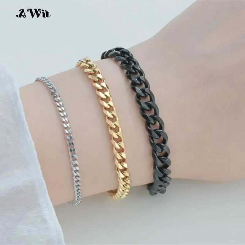 it Miniamlist Men Bracelet Gold Jewelry Street Style Stainl Steel 316L 18k Gold Plated Cuban Chain Bracelets For WomenXJ250219