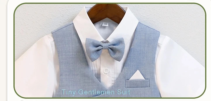 Childrens Summer Vest Suit Set Kids Fashion Wedding Host Birthday Pography Costume Kids Waistcoat Shorts Bowtie Outfit 250219