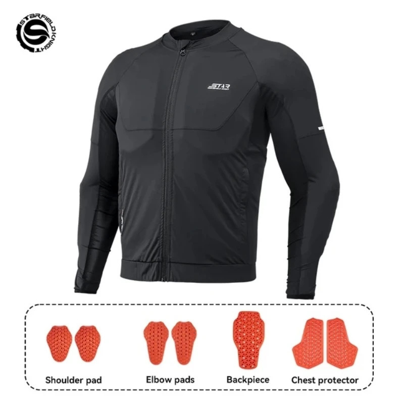 Star Field Knight Black Motorcycle Armor Jacket Summer Breathable Mens Cycling Clothes With CE Protective Body Gear Accessories 250214