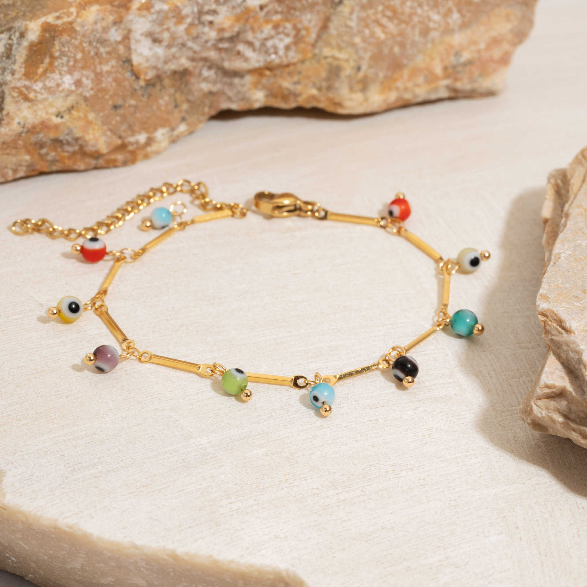 Charm Bracelets Unique beach versatile womens simple bohemian colorful rice bead bracelet bohemian style bracelet H25220