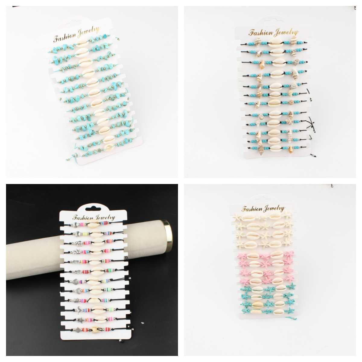 Charm Bracelets Summer Ocean Breeze Shell Bracelet Handmade Weaving Conch Turquoise Beach Bead Jewelry Set H25220