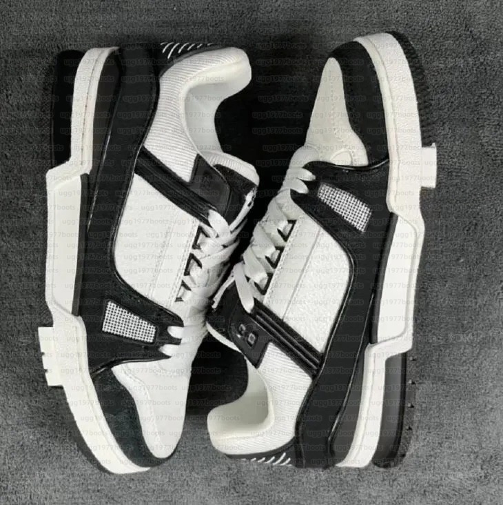 Designer Sneakers With Box Skate Trainer Women Men Casual Shoes Low Classic Shoes Basketball Sports Virgil Black White Blue Pink Grey Loafers Plus EUR Size 35-45