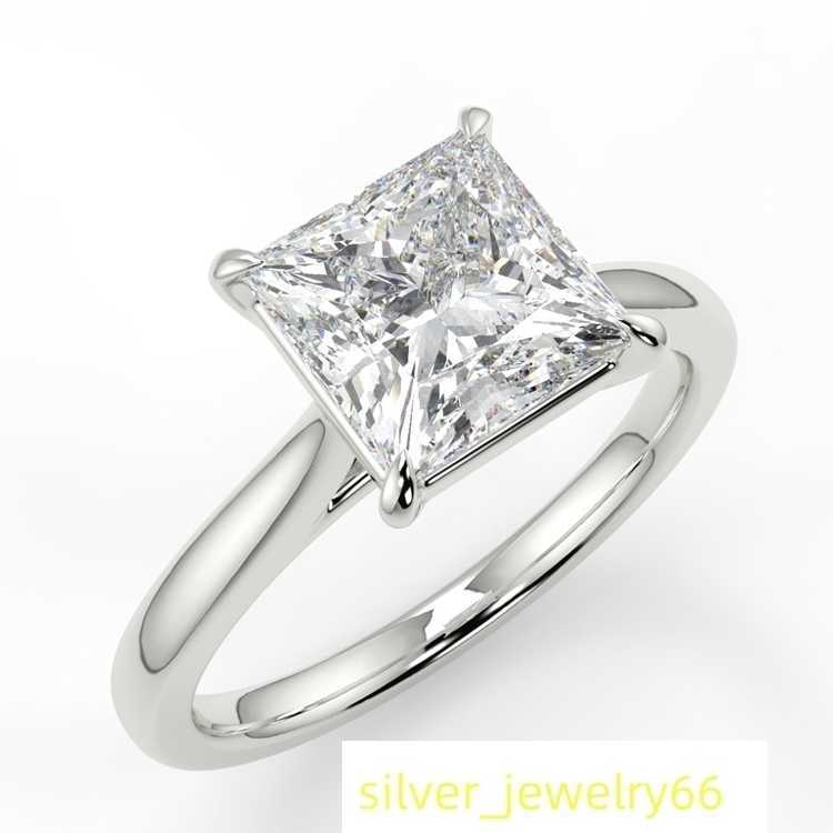 Solitaire Flawless VVS Moissanite Diamond 18k Pure Gold Princess Ring