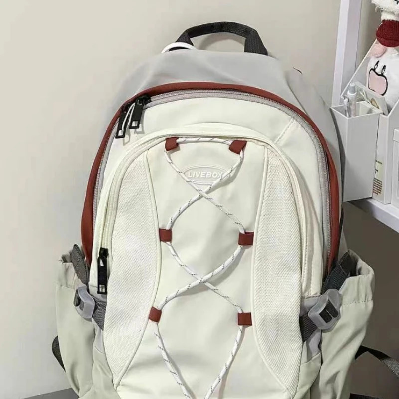 Women Casual Outdoor Traveling Rucksacks Korean Fashion Vintage Students Backpacks Contrast Color Sweet Y2k Aesthetic Schoolbags 250122