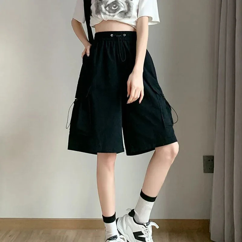 Xpqbb Cargo Shorts for Women Harajuku High Waist Baggy Y2K Hip Hop Shorts Woman Streetwear Trendy Big Pocket Bf Short Pants 250219