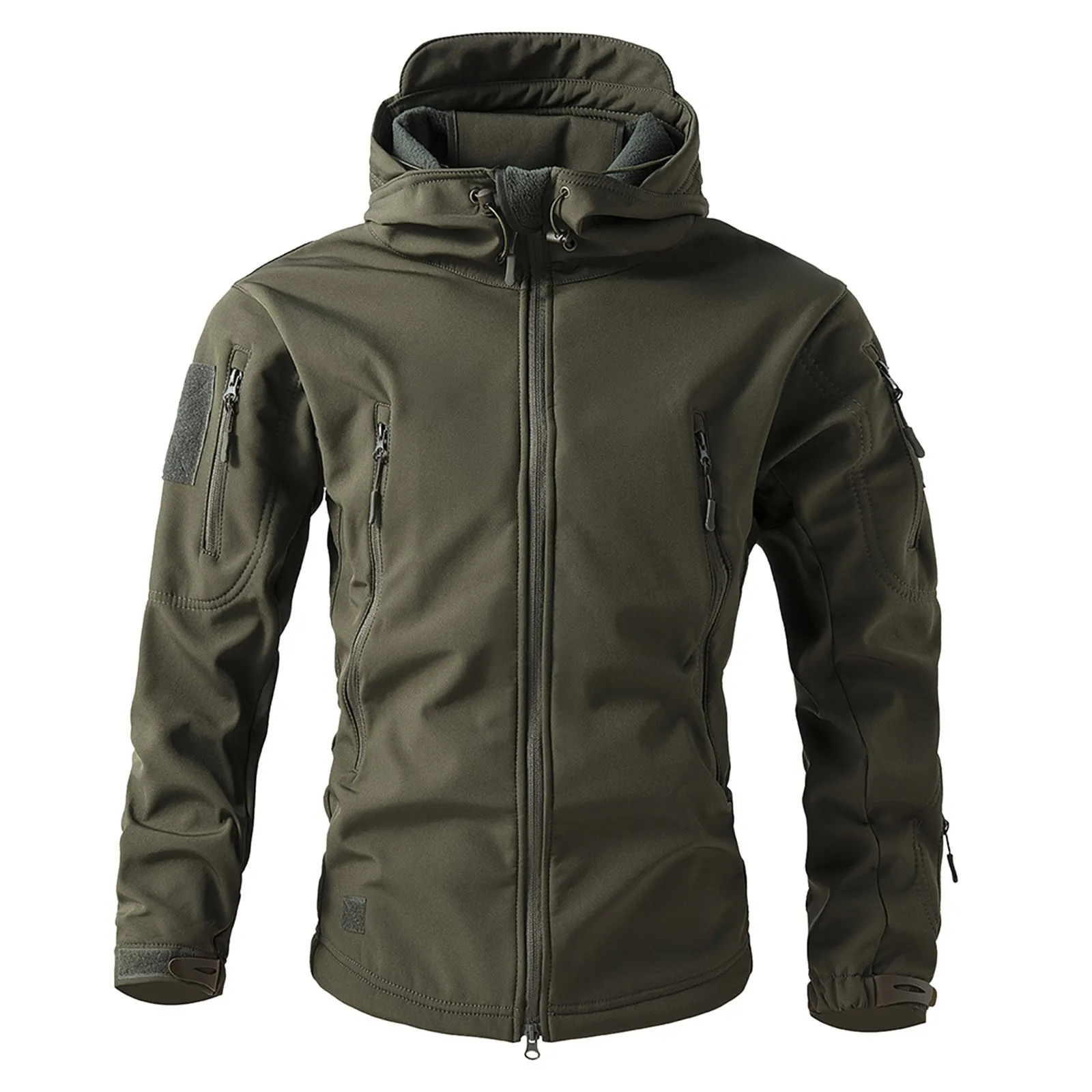 Mens Hooded Tactical Fleece Jackets Solid Outdoor Sport Climbing Hiking Camping Windbreak MultiPockets ThreeinOne Outwears 250218