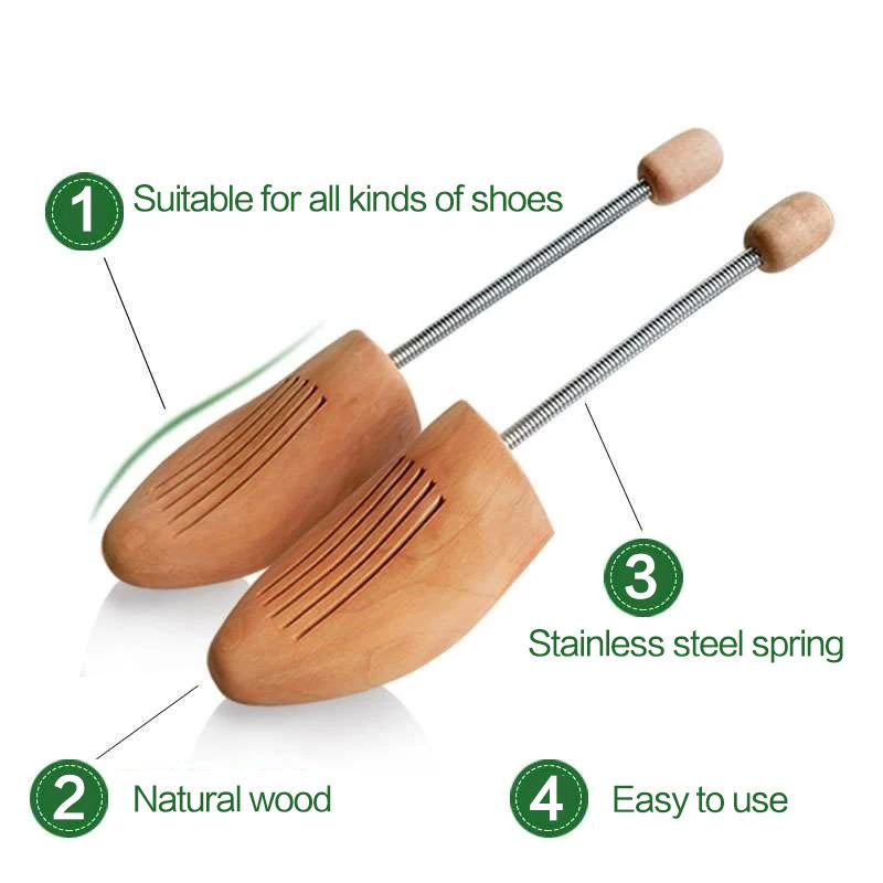 1 Pair Wooden Shoe Tree Unisex Highgrade Spring Shoes Adjustable Support Stretcher Shaped Fixed Without Distortion 250219