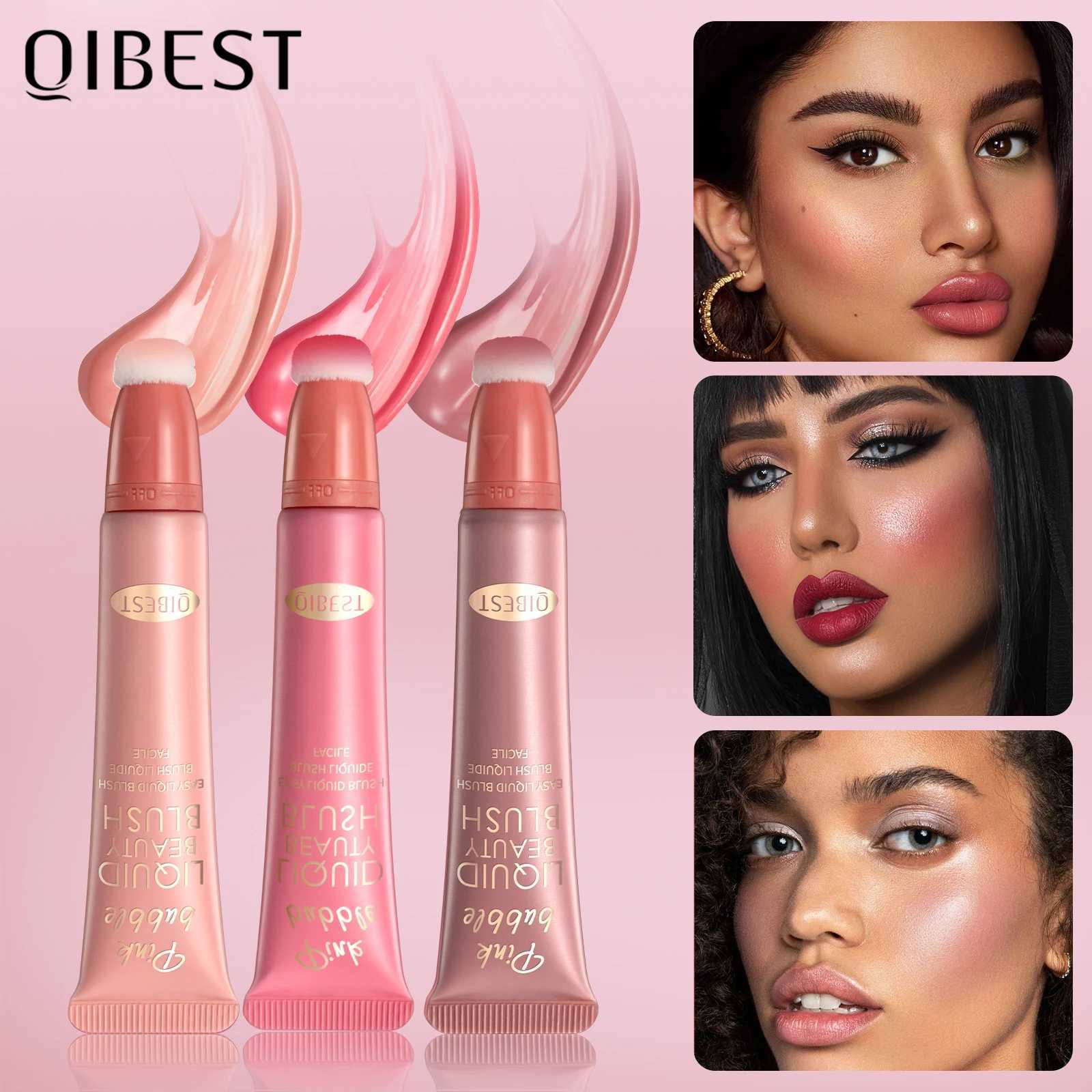 QIBEST Liquid Contour With Cushion Applicator For Cheeks Tint Natural Shimmer Finish Moisturizing Creamy Liquid B HighlightW250220