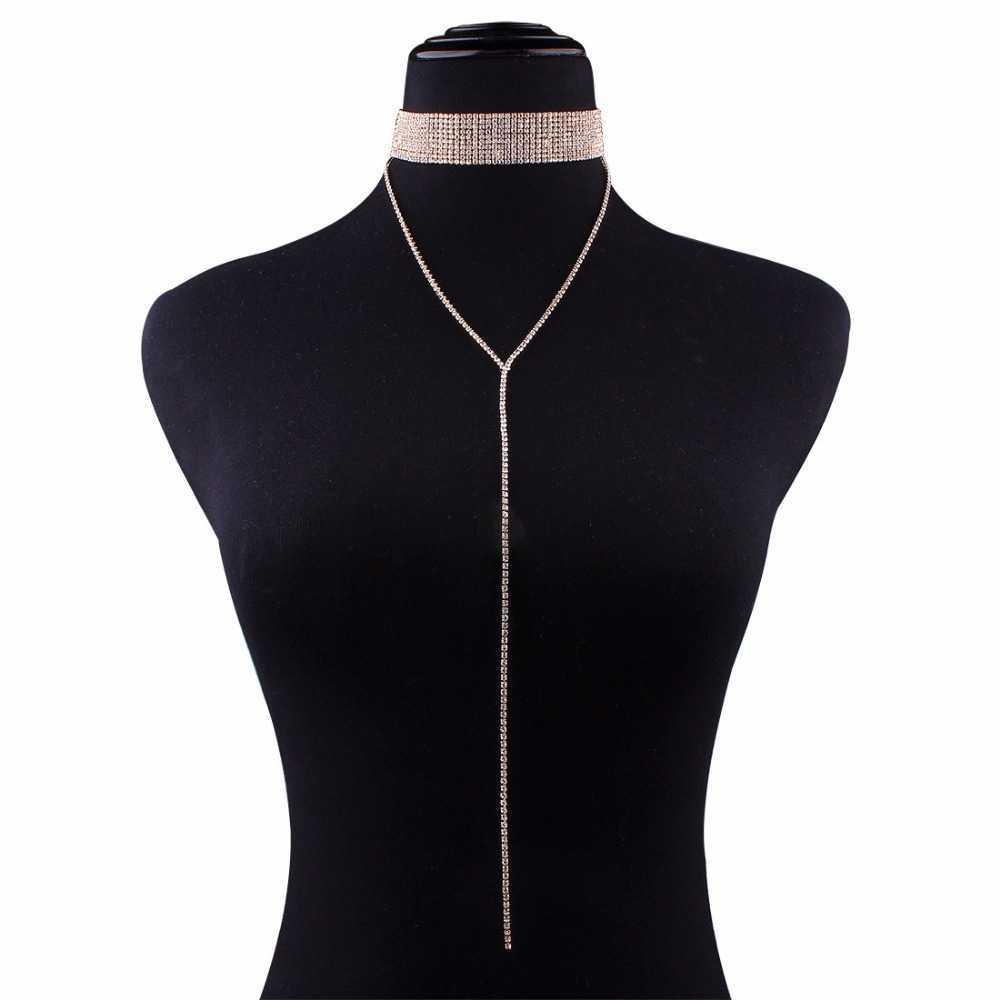 Pendant Necklaces Claw Chain with Diamonds Long Necklace Womens Multi drainage Diamond Collar Summer Beach Clothing Personality Long Pendant Accessori