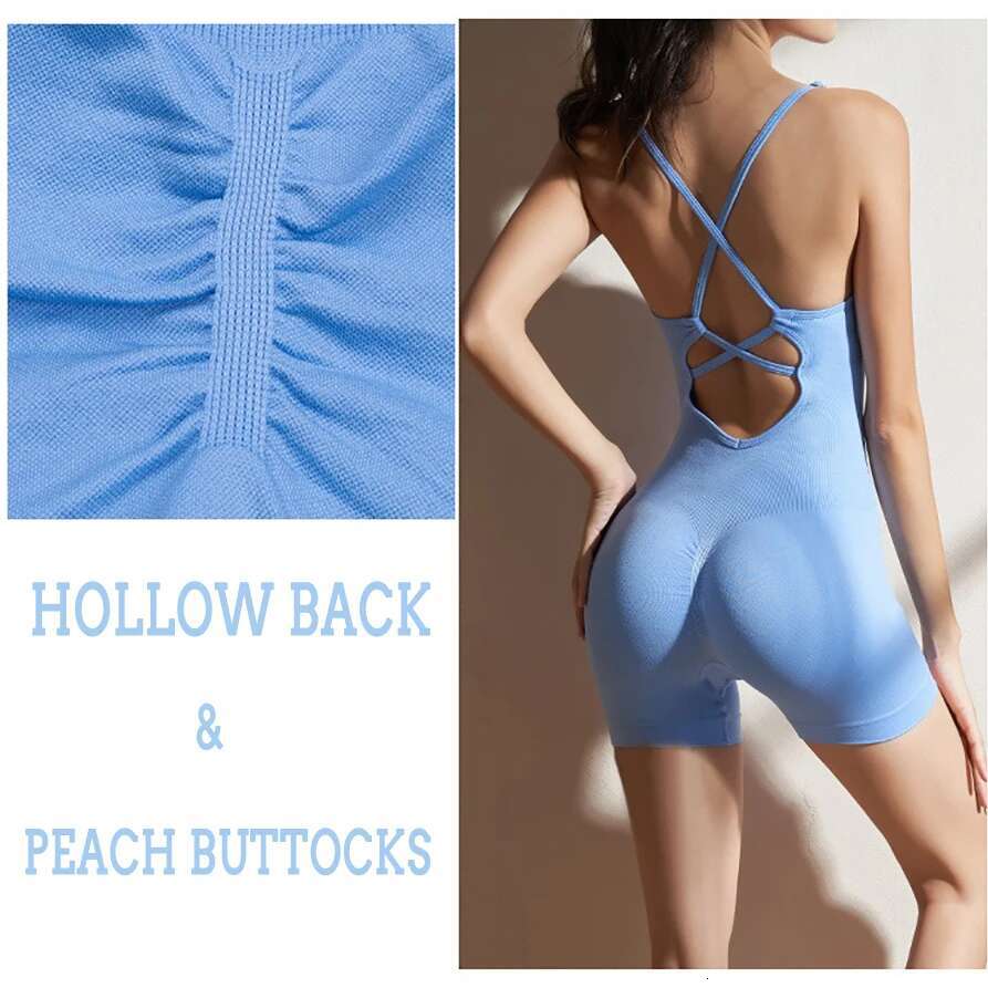 Women's Criss Cross Backless Cami, Sports Romper Sleeveless, Running Workout Yoga Shorts Jumpsuits