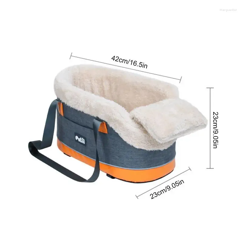 Dog Carrier Small Console Car Seat Pet Safety Cat Travel Bags With Straps Storage Pocket