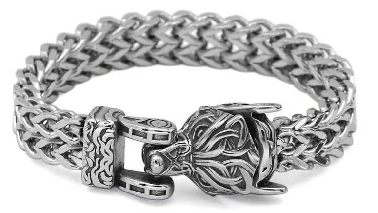 Charm Bracelets Stainless steel hot selling animal series wolf head shaped woven bracelet H25220 4 H3KL