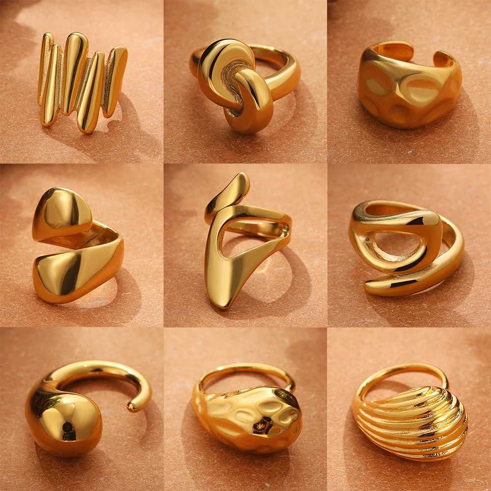 Vintage Stainless Steel Rings for Wen Punk Chunky Irregar Smooth Adjustable Open Ring Jewelry Weddings Gifts X250220