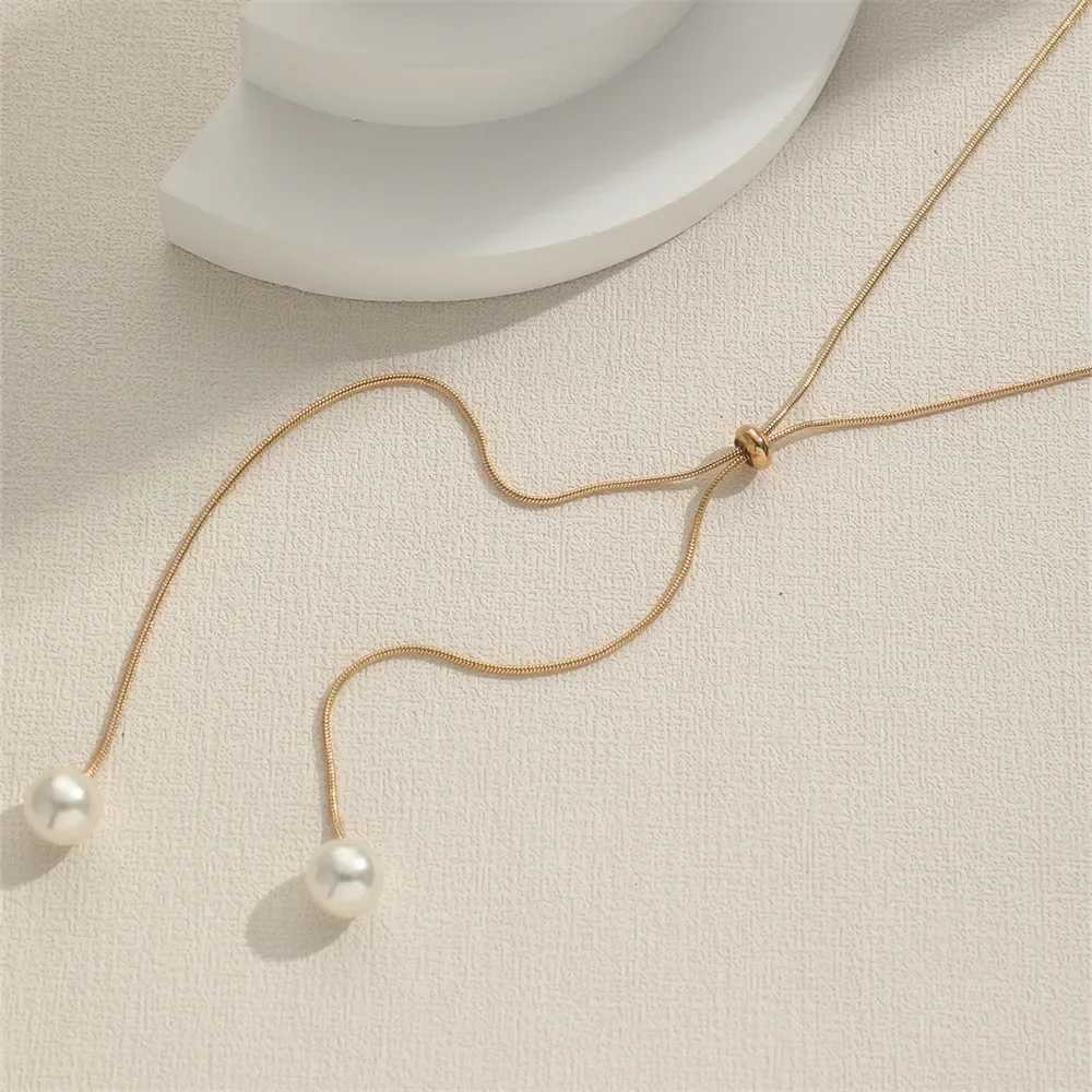 Tren Imitation Pearls Necklace For Women Gold Silver Color Adjustable Chain Choker Girls Simple Party Jewelry AccoriesXJ250219