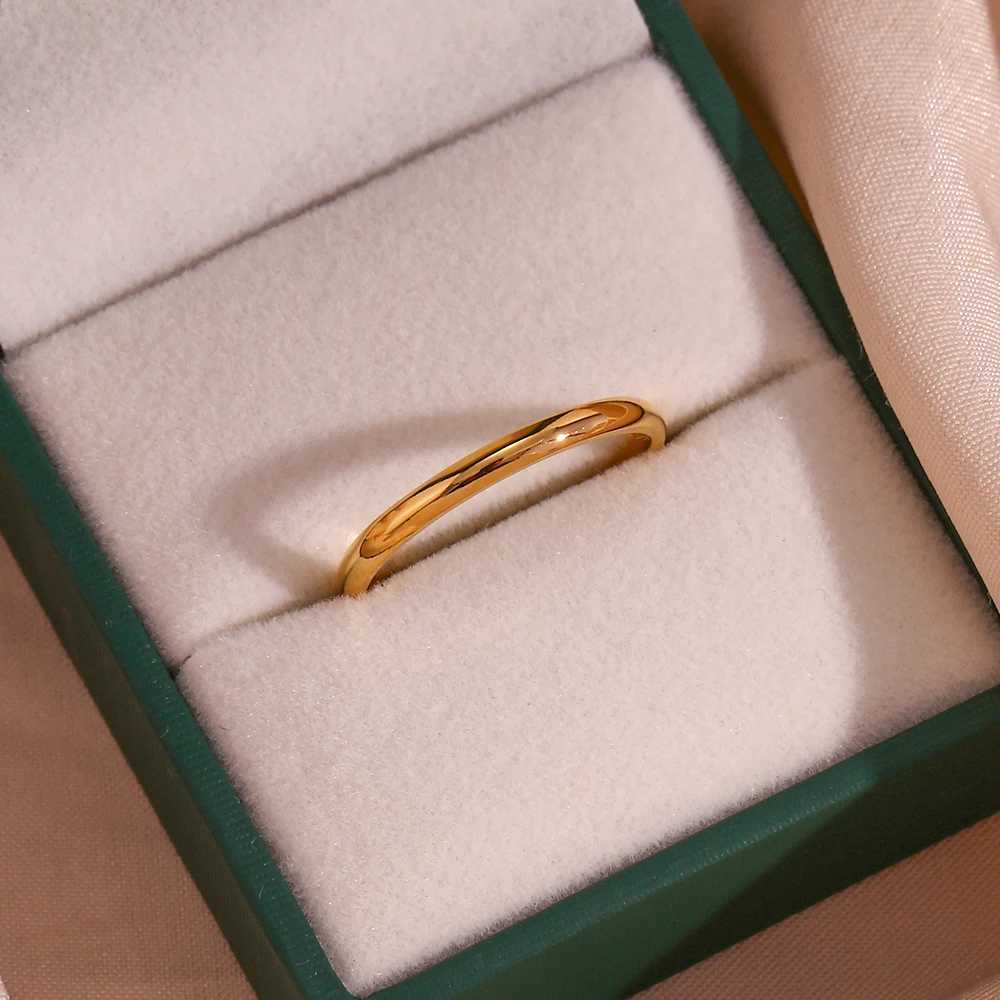Size 5-10 Waterproof Stainless Steel Ring Gold Plated Silver Color 2mm 4mm 6mm Basics Rings For Men Wen Stackable Rings X250220