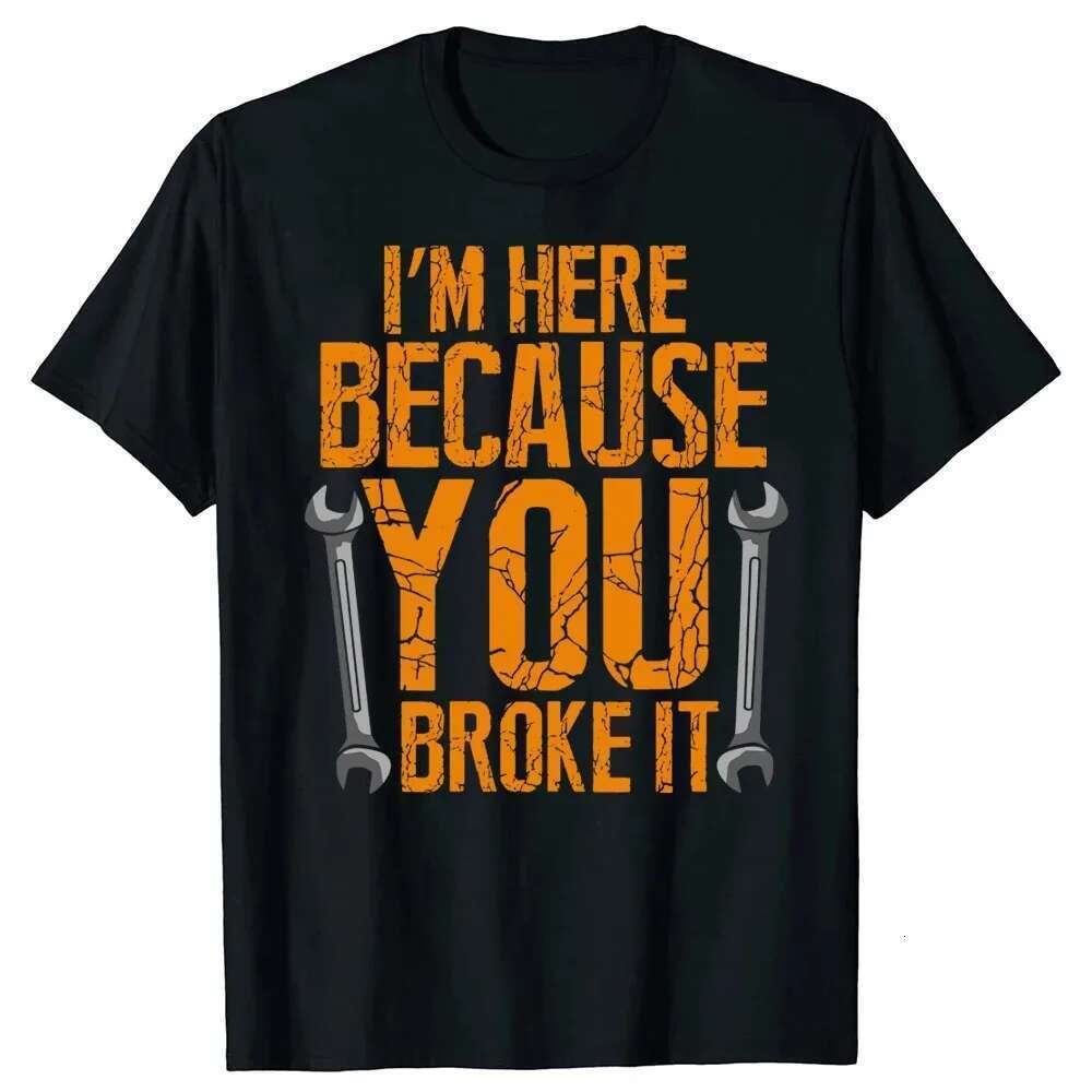 Harajuku Cotton Short Sleeve T-shirt for Men, Covered Cut, EU Size, Funny Maintenance Worker Gifts, Mechanic Clothing