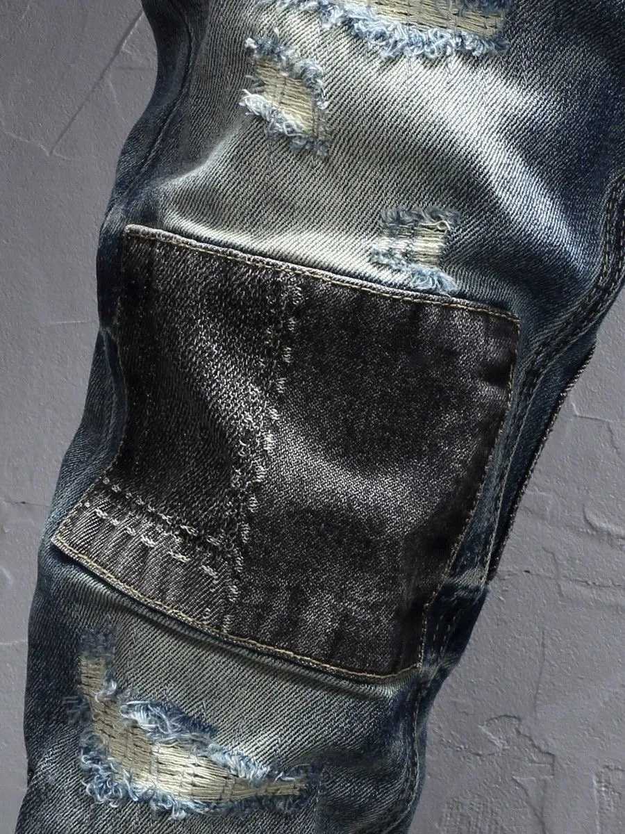 2024 Spring and Autumn New Fashion Trend Ripped Stretch Jeans Mens Casual Comfort Breathable Straight Leg High Quality Pants X250220