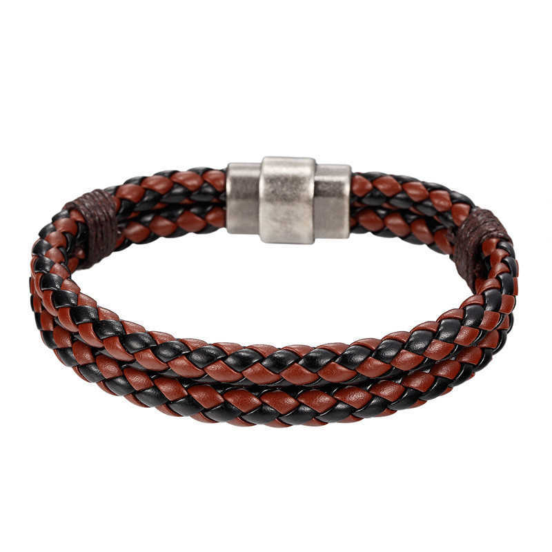 Charm Bracelets Popular minimalist leather wristband with personalized two circle double layered bracelet mens sizes are available H25220