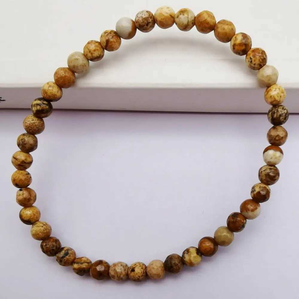 4MM Stone Faceted Loose Beads GEM Bracelet Bangle Stretch 7 Inch Jewelry FashionXJ250219