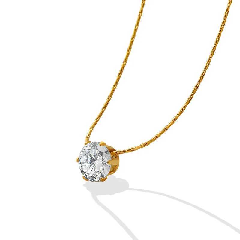 Simple Personalized Collaone Chain Jewelry Inset Single Zircon Stainl Steel Necklace Couples Niche Design Girls GiftXJ250219