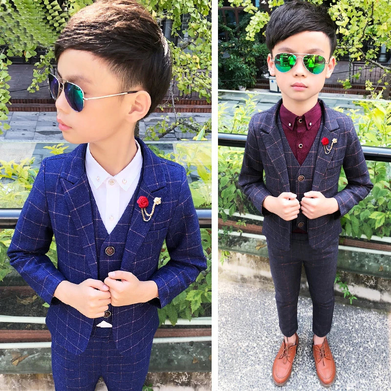 3 PCS Formal Boys Clothes Blazer Vest Pants Children Wedding Suits Tuxedos Kids Elegant Clothing Sets Boy Carnival Party Suit 250219
