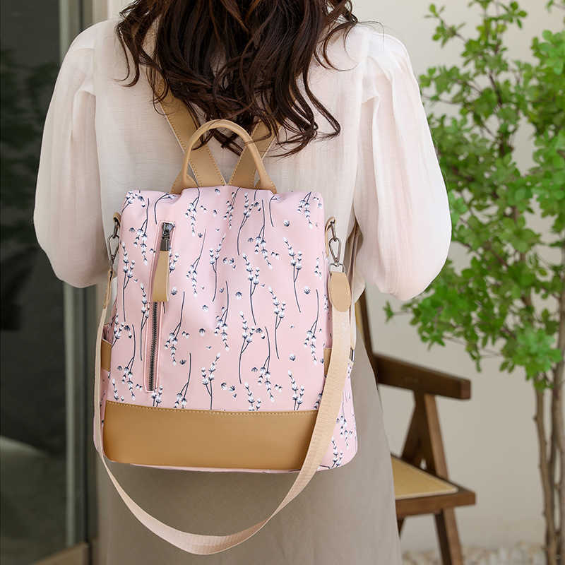 Backpack womens high end feeling large capacity casual Oxford cloth lightweight backpack commuting backpack womens bag