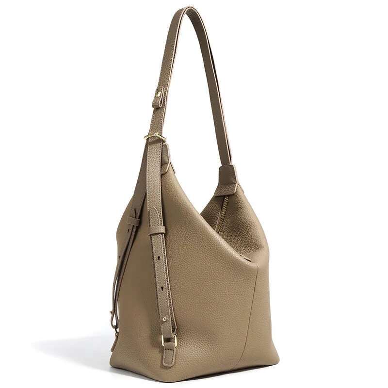 Multi-Function Double Shoulder Bag Female Crossbody Bags Bolsos Mujer 2024 New Fashion Trendy Real Leather Underarm Bucket Tote