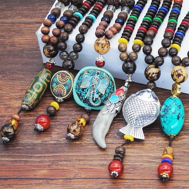 Pendant Necklaces Nepal Sweater Chain Womens Yiwu Accessories Bodhi Pendant Wood Bead Buddha Series Long Necklace H25219