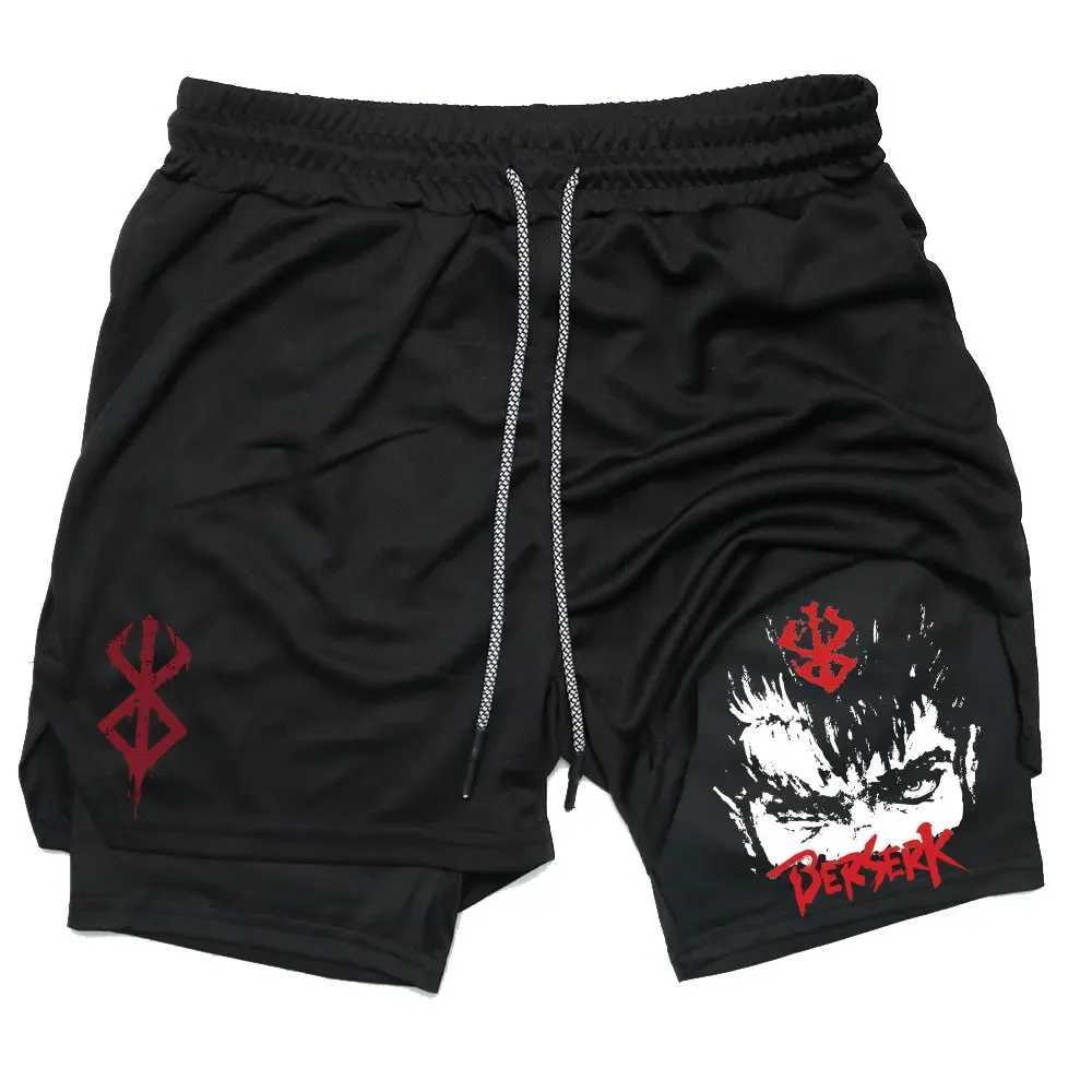 Anime Berserk Performance Shorts Men 2 In 1 Running QuiCK-Drying GYM Short Pants Workout Sportswear Basketball Shorts X250220