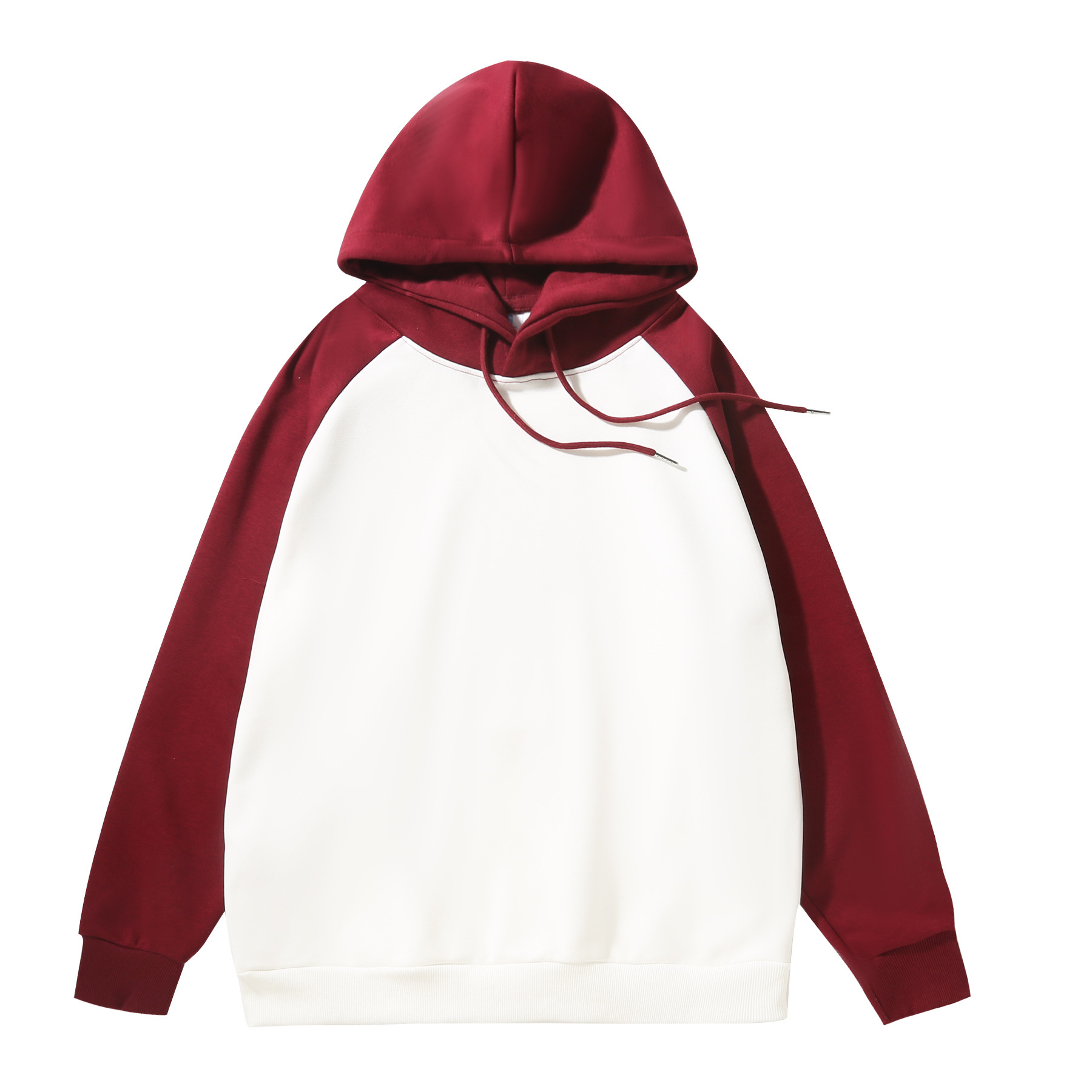MM02193 Solid color hooded pullover sweatshirt with loose dropped shoulders and long sleeves
