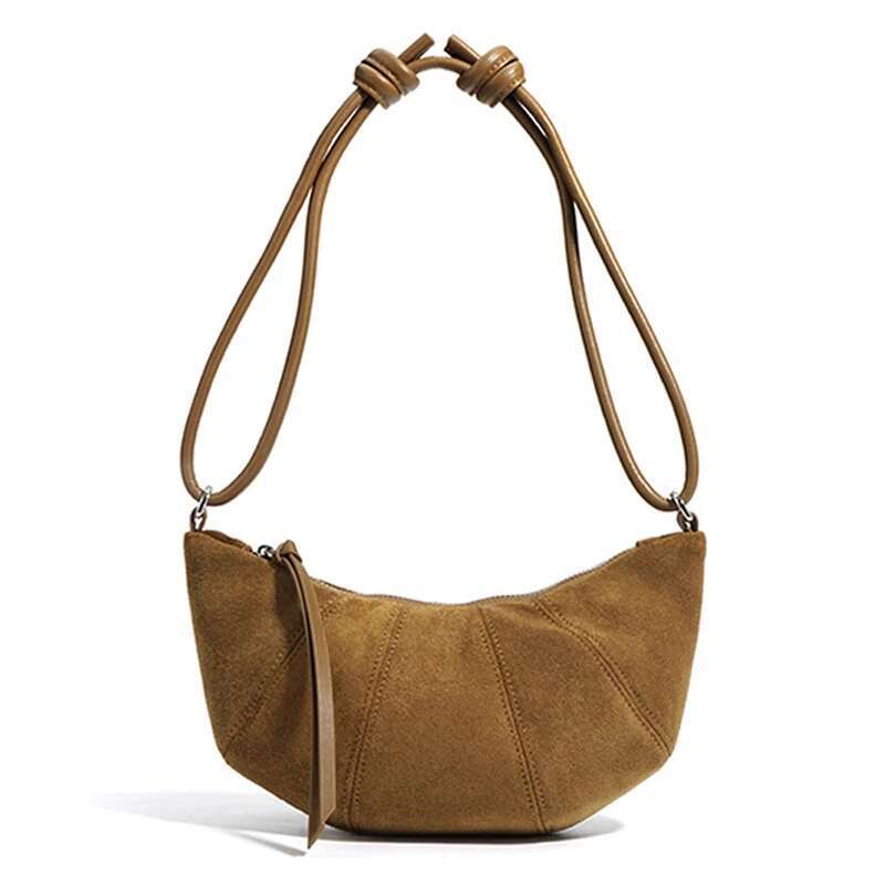 Hobos Croissant Underarm Bags For Women Designer Handbag And Purses 2024 New In Vintage Suede Frosted Shoulder Crossbody
