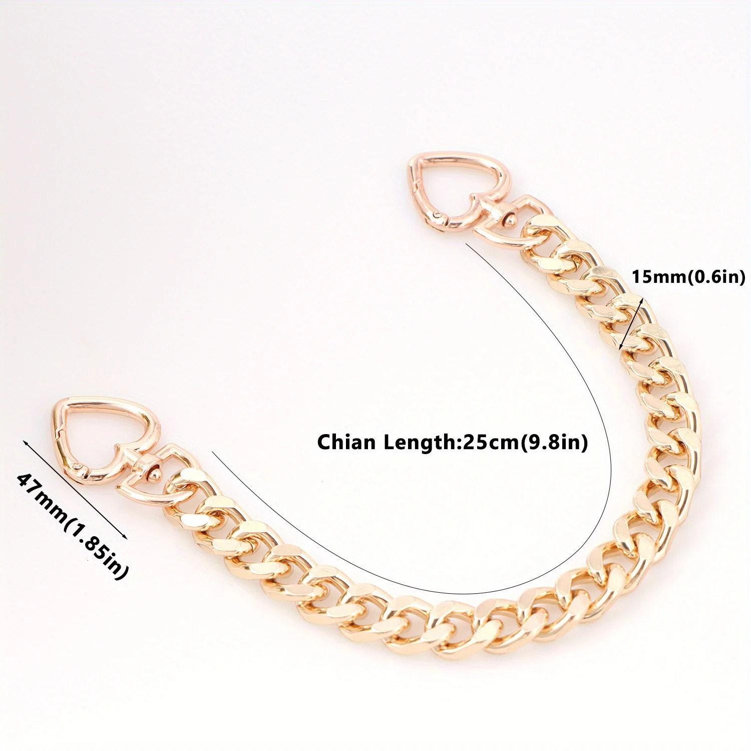1pc Metal Purse Chain Strap Extender Heart Shape for Accessory Charms Lengthen Crossbody Shoulder Handbags 250213