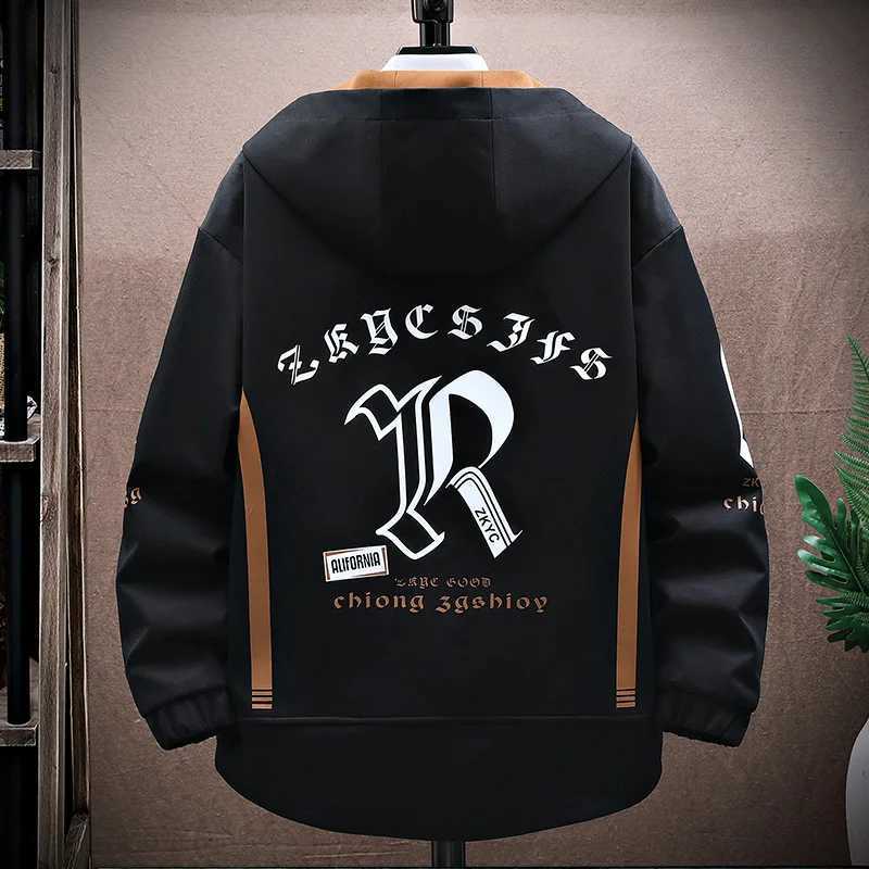 2024 New Autumn Hooded Jacket Men Breathable Outwear Male Patchwork Color Streetwear Comfortable Casual Clothing Plus Size 4XL W2502119