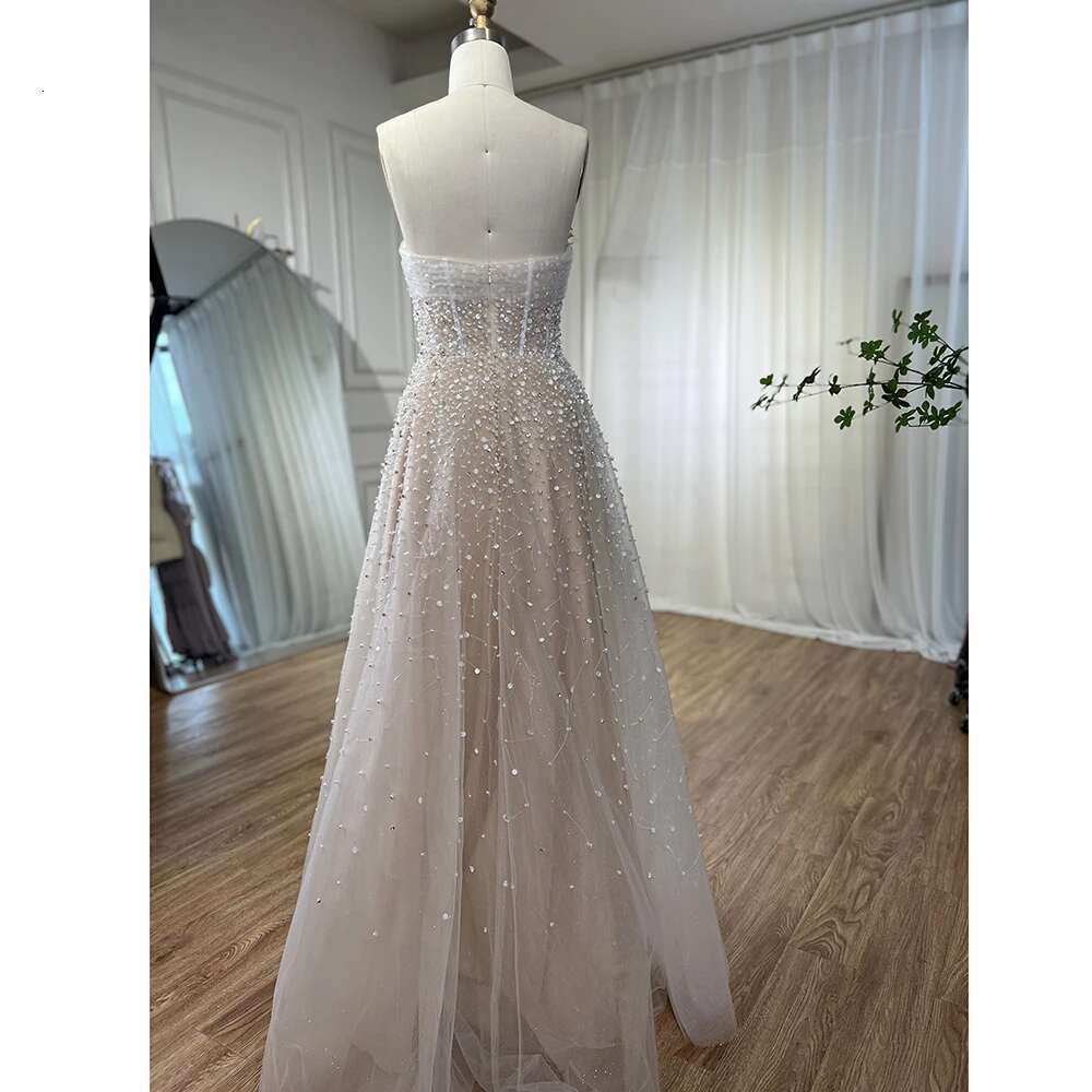 Beige Arabic Sexy A E Beaded Elegant Long Evening Dresses Gowns Prom Party With Gloves Customize
