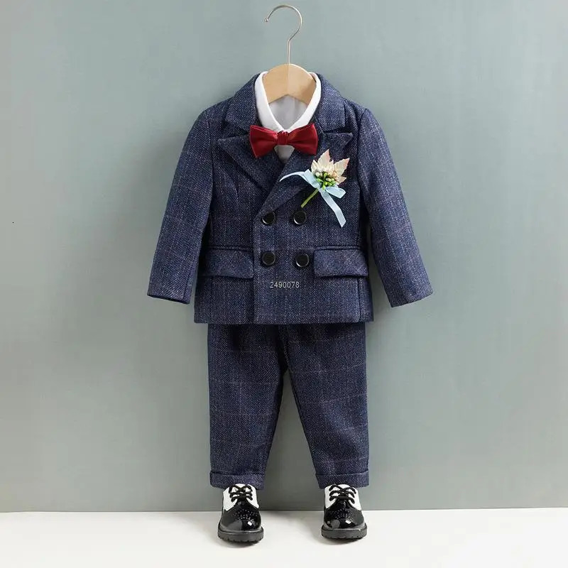Prince Boys Birthday Dress Kids Beaufitul Pograph Suit Children Formal Wedding Party Performance Dance Tuxedo Wear 250219