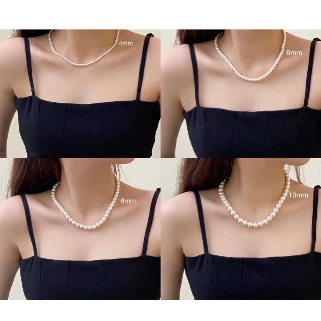 New Tren Imitation Pearl Necklace Men Temperament Simple Handmade Strand Bead Necklace For Women Jewelry Gift Pearl NecklaceXJ250219