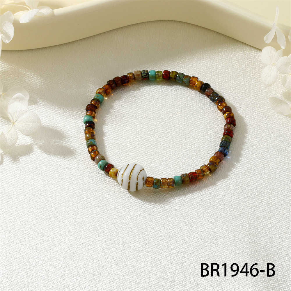 Charm Bracelets Ethnic style fashion exotic style old glass bracelet classical fashion thread geometric shape mens and womens Czech bead bracelet H252