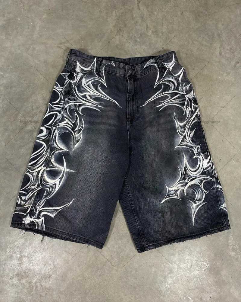 Street Hip-hop Classic Personalized Printed Straight Loose Fashion Jeans Men Retro Harajuku Y2K Casual All-match Shorts Women X250220