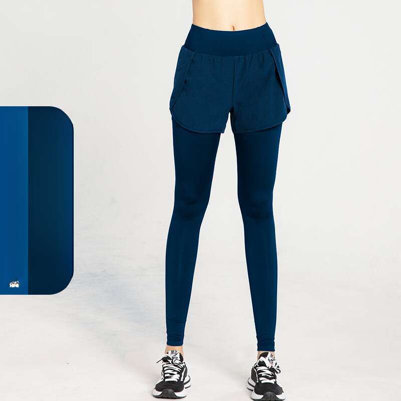 fake two sports tight fitting women's high waist elastic lifting buttocks small feet fiess running pocket yoga pants 2025 temperament versatile n