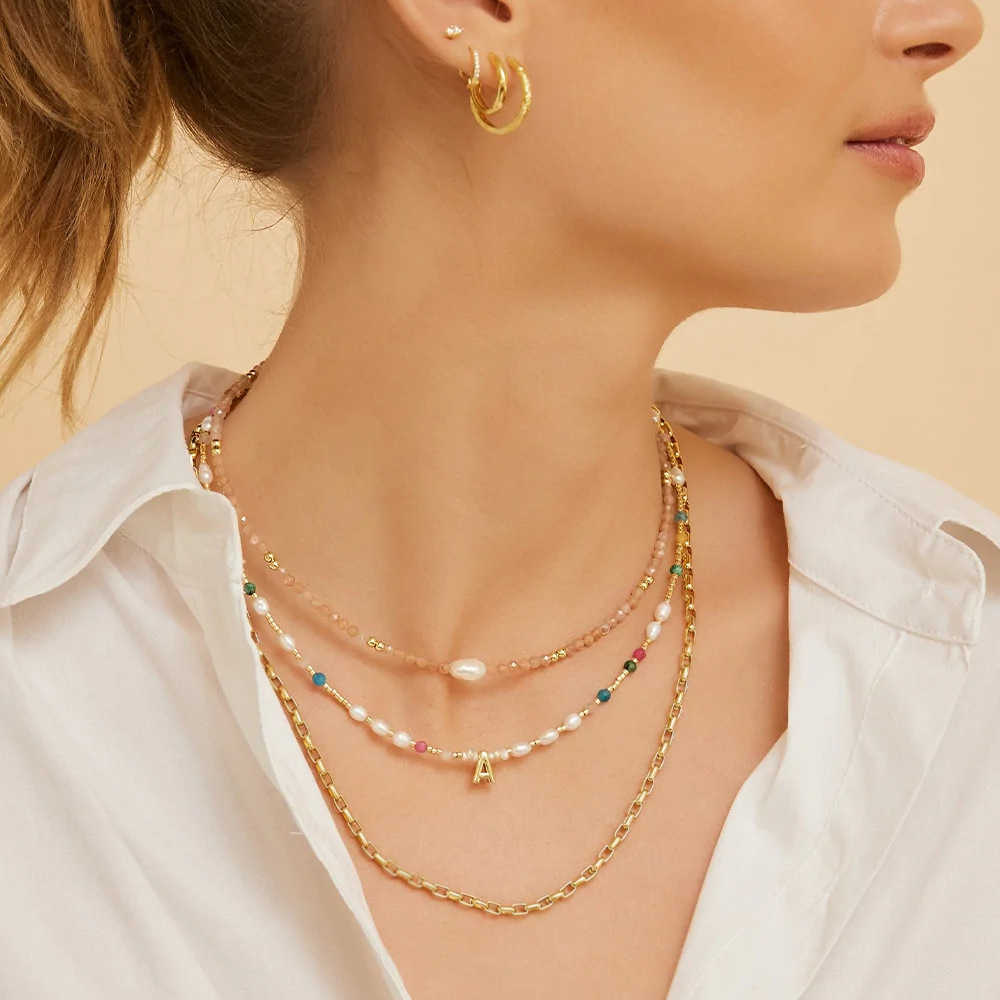 Pendant Necklaces Ins style Baroque natural pearl collarbone chain beige crystal bead necklace womens versatile and colorfast necklace H25219