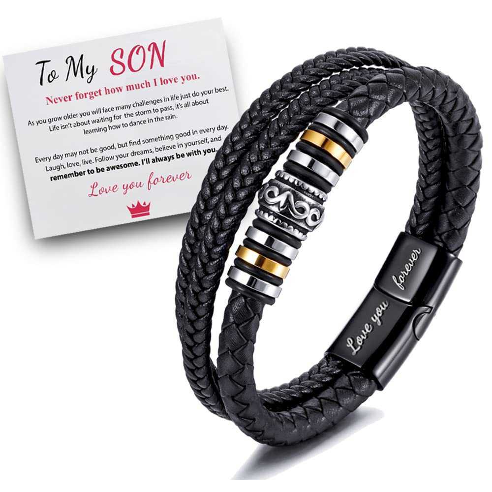 Charm Bracelets Ethnic style jewelry stainless steel bracelet mens multilayer braided leather rope titanium steel magnetic buckle bracelet H25220