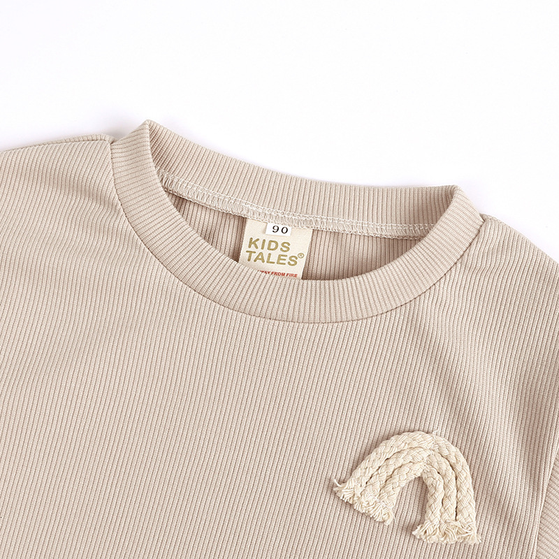 INS2025 Autumn/Winter Round Neck Rainbow Embroidered Long Sleeve Pants Baby Pit Bar Set Childrens Two Piece Set 220909