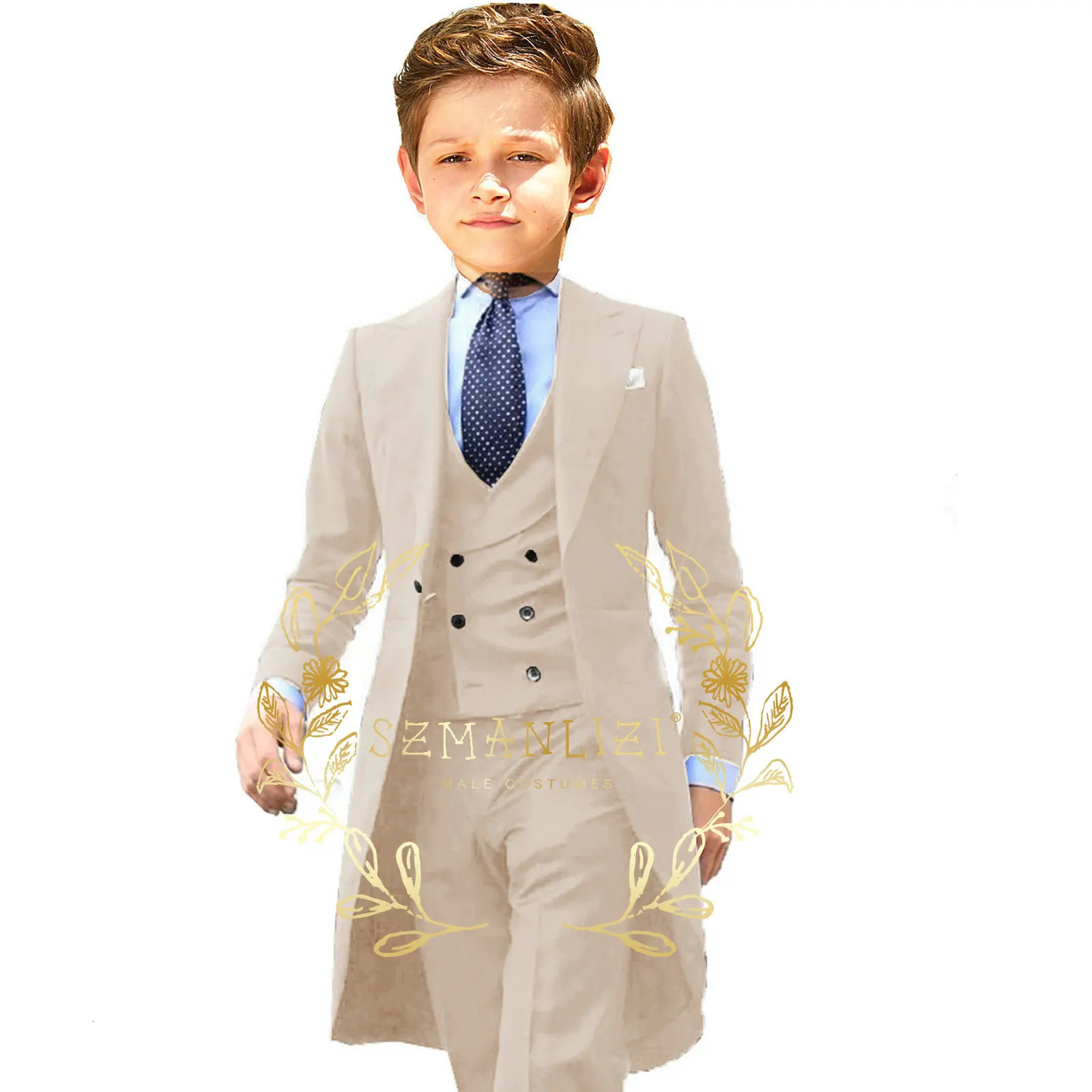 Formal Royal Blue Boys Suit 3 Piece Party Wedding Tuxedo Child Jacket Pants Vest Custom Made Kids Costume 3-16 Years Old 250219