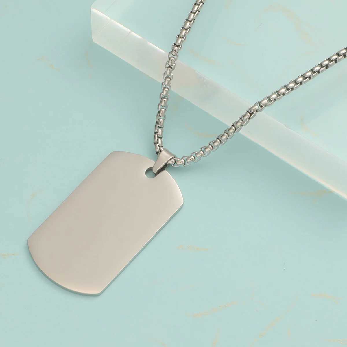 10Pcs 22*39mm Tag Necklace For Men Military Army Nameplate Blank Pendant Mirror Polished Stainl Steel Jewelry AccoriesXJ250219
